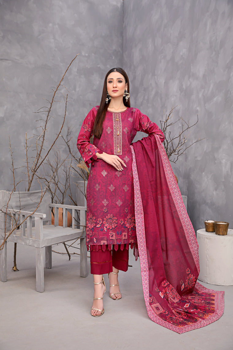 3-Pc Embroidered Lawn Dress 08