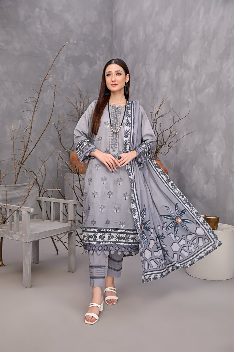 3-Pc Embroidered Lawn Dress 09
